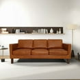 thumbnail image 4 of Modern Minimalist Waxy Cognac Leather 220cm Sofa, 4 of 5