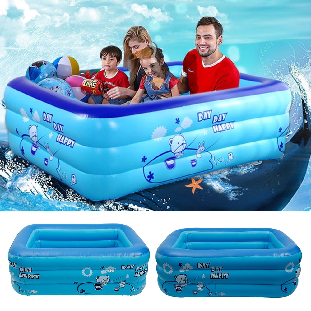 Toy Round Pool 60CM Three-Layer Rainbow Inflatable Toy Portable Outdoor Indoor Anti-flip Children Basin Bathtub Swimming Pool Toys Gift for Kids Children Infant 