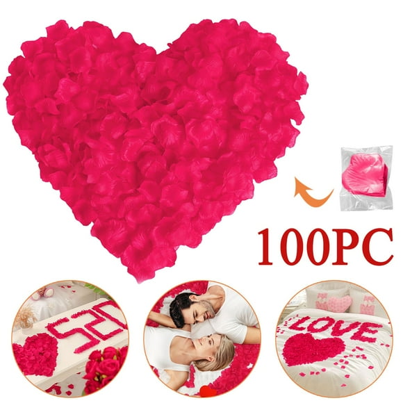 "Rose Red 100pcs Artificial Decorative Rose Petals by Miyuadkai Single Color 1 Pack Silk Petals Bright Silk Fabric Real Bridal Wedding Petals Home Decoration"