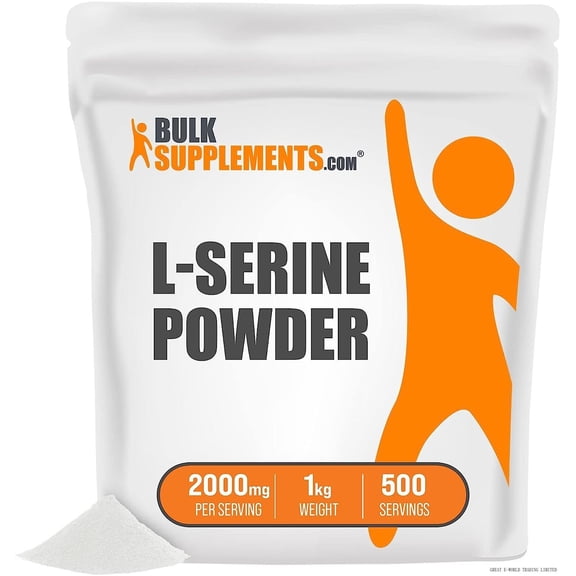 .com l-serine powder - amino acids supplement mood & brain health - gluten free, soy free - 2000mg per serving, 500 servings (1 kilogram - 2.2 lbs)