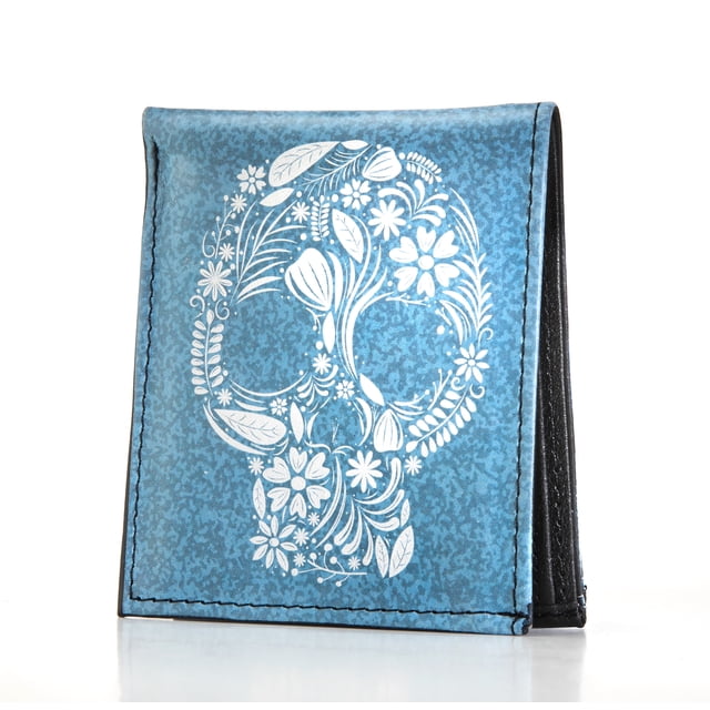 Cartera de Piel MXM para Hombre Calavera Impresa Azul
