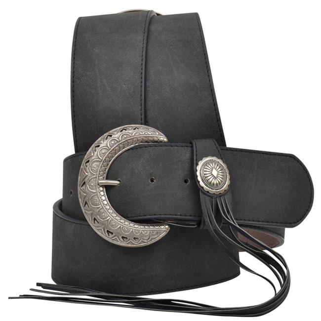 U.S.A Western Concho Belt Hand Crafted Micro Studs on Black Leather Strap