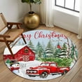 thumbnail image 3 of Christmas Round Rug 5ft Washable Circle Kitchen Rugs Non Slip Snowman Red Truck Cardinal Barn Pine Tree Large Area Rug Indoor Floor Carpet for Bedroom Living Room Home Office Dining Room Nursery, 3 of 8