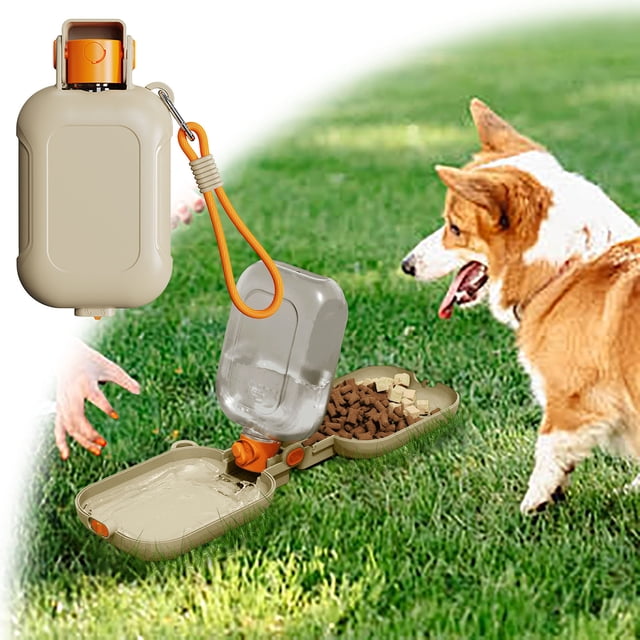 Portable Function Pet Water Dispenser with Integrated Food Container for Outdoor Adventures and Daily Hydration Needs Featuring Durable Leak Proof Design