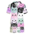 thumbnail image 4 of KIHOUT Womens Summer Fashion Cute Cat Pattern Pajama Two-piece Set Discount ,V-Neck Short Sleeve Button Shirt with Pocket,Elastic Waist Pajama Shorts,Ladies Home Casual Pajama Sets S-2XL, 4 of 4