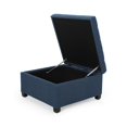 thumbnail image 3 of Benjara Cindy Ottoman, 31 Inch Square w Storage, Birch Wood, Blue Polyester, 3 of 5