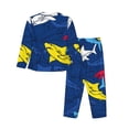 thumbnail image 2 of Junzan Cartoon Shark Print Womens Pajama Sets,Long Sleeve Button Down For Women Pjs 2 Piece, 2 of 9