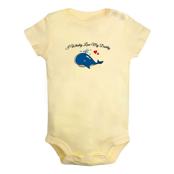 I Whaley Love My Daddy Funny Rompers For Babies, Newborn Baby Unisex Bodysuits, Infant Jumpsuits, Toddler 0-24 Months Kids One-Piece Oufits (Yellow, 6-12 Months)