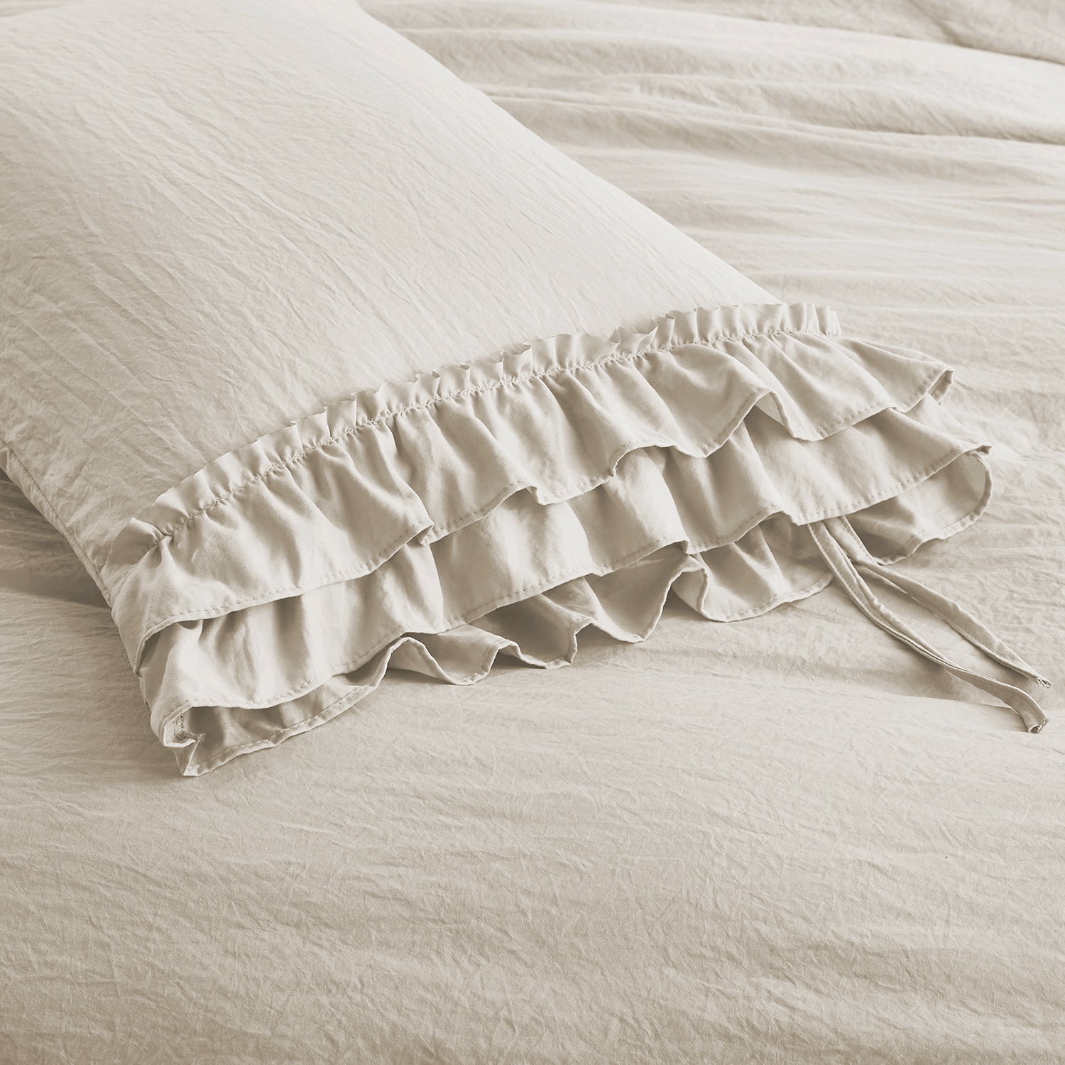 HIG 3 Piece Vintage Duvet Cover Set, Ultra Soft Pre-washed Microfiber, Camel, King