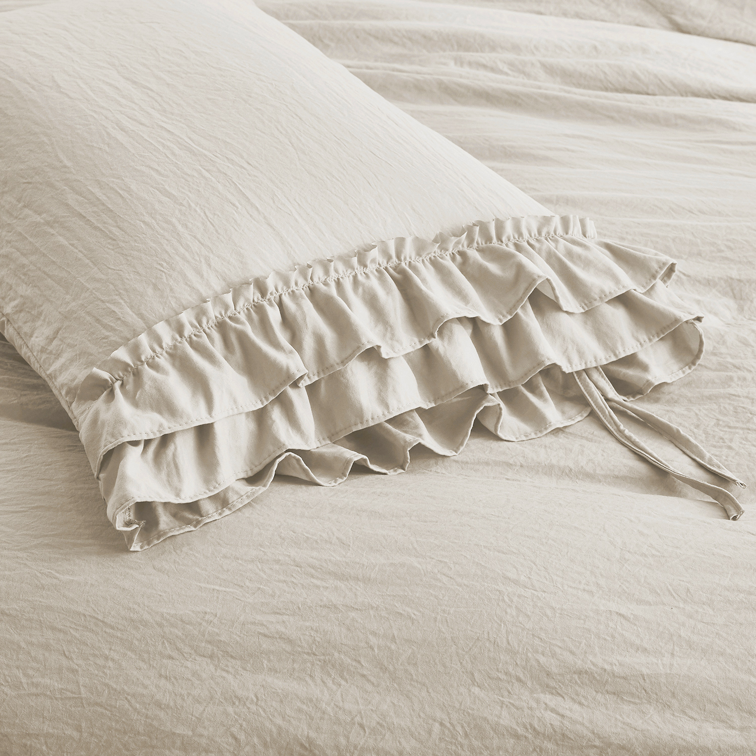 HIG 3-Piece Vintage Duvet Cover Set, King, Camel photo 4