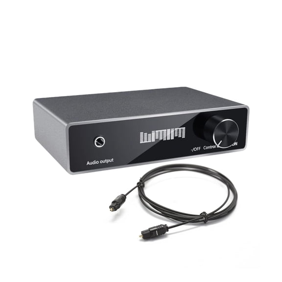 DAC Audio Converter with Volume Control - Optical/Coax to RCA/3.5mm Aux Adapter - Premium Silver Aluminum 192KHz 24bit Digital to Analog Audio Decoder for TV to Speaker