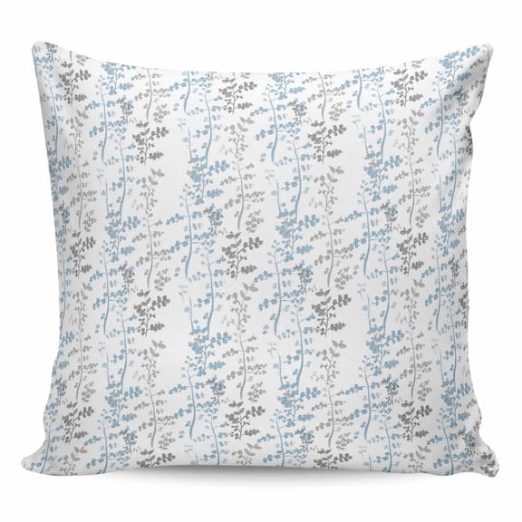 Throw Pillow Covers 24x24 Inch, Light Blue Grey Botanical Decorative Pillow Cases for Couch Sofa Bed, Spring Floral Summer Farmhouse Cotton Linen Square Home Decor Pillowcases with Hidden Zipper