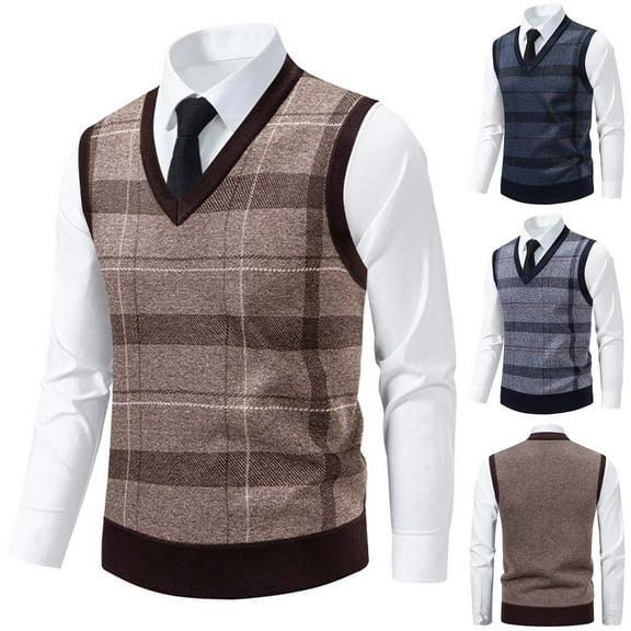 Yiliang Mens Sweater Vest Fall and Winter Long Sleeve Warm and Thermal Top Clothes ,Coffee,XL