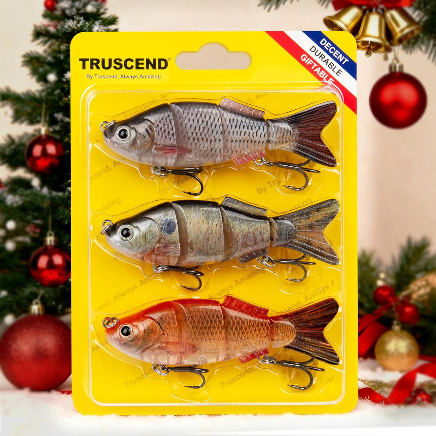 TRUSCEND Easy Catch Swimmax, Magic Noisy Turbulent Wiggling and Vibrating Actions for More Bites, Segmented Swimbait Jointed by Dyneema Strongest Fiber, Lifelike Fishing Lures for Family Fishing