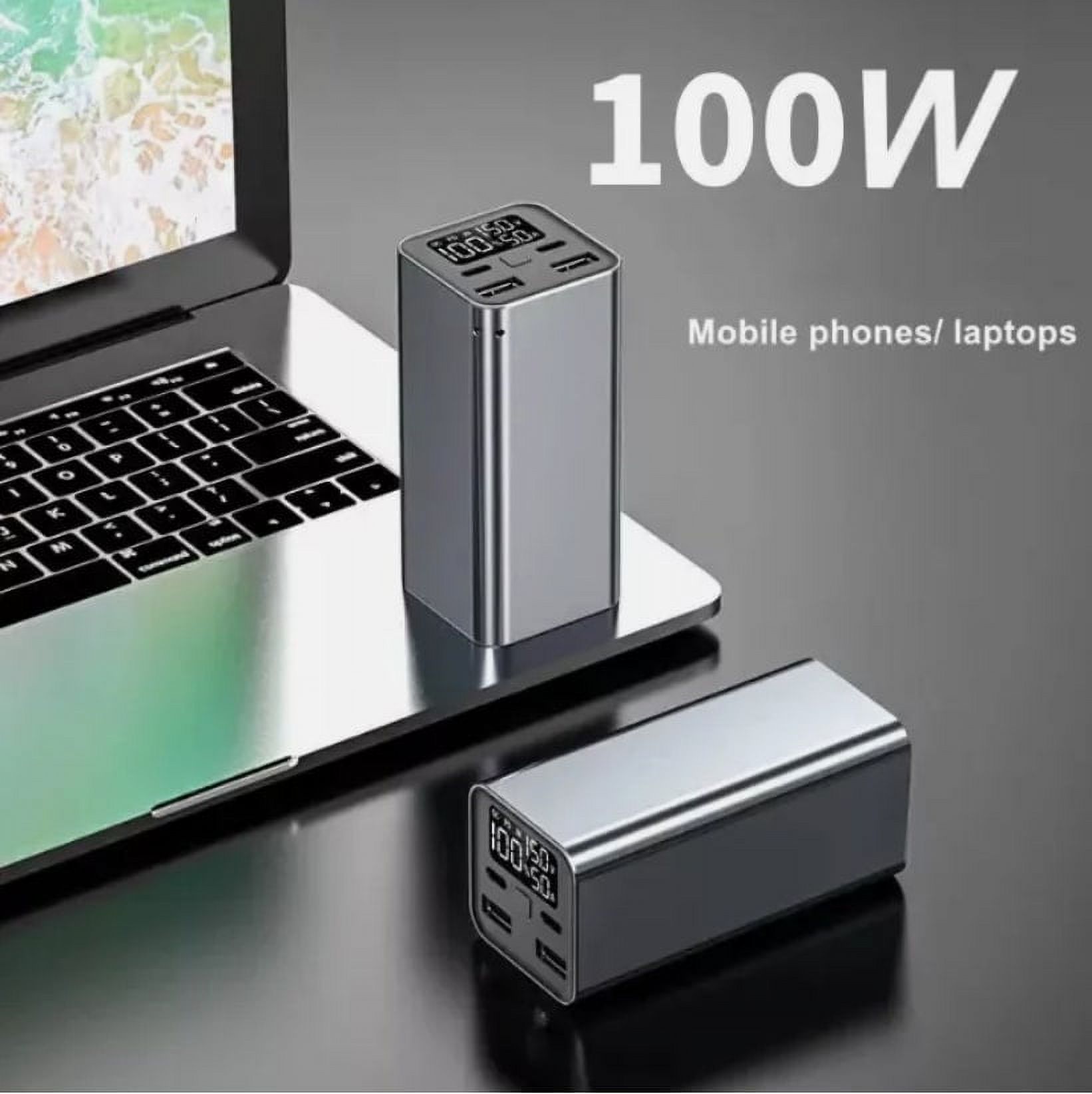 DOEL Power Bank,100W 20000Mah Portable Charger with PD Fast Charging 4-Output and digital display, Laptop Battery Pack for Macbook, iphone,ipad,Samsung,Steam Deck (Black)