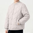 thumbnail image 2 of BLVB Boys Girls Padded Jacket Kids Warm Quilted Coat Lightweight Button down Outerwear Fall Winter Clothes(Beige,9-10 Years), 2 of 7