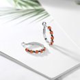 thumbnail image 4 of Gem Stone King 925 Sterling Silver Women Hoop Earrings Orange Sapphire Black Diamond (1.87 Cttw, Round Cut, 3/7 inch Diameter), 4 of 4