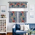 thumbnail image 2 of Independence Day Star Kitchen Curtains Valances and Tiers Set of 3 Red Blue American Flag Leaf Flower Blue Stripe Tier Curtains and Valance with Rod Pocket for Small Windows, 27.5"x36", 2 of 9