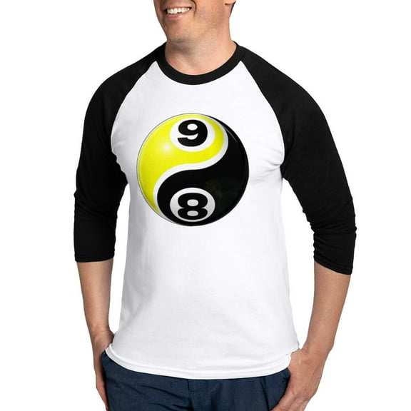 CafePress - 8 Ball 9 Ball Yin Yang Baseball Jersey - Cotton Baseball Jersey, 3/4 Raglan Sleeve Shirt