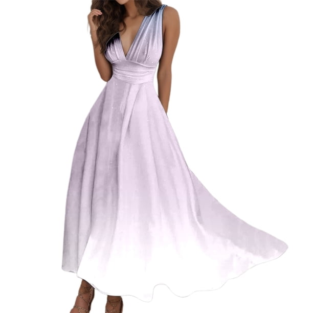 Vestido de playa sin mangas con cuello en V y estampado degradado de cielo estrellado para mujer - Decoración con cremallera, diseño con cinturilla, tallas S-XXL