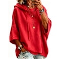 thumbnail image 2 of Jsaierl Womens Hoodies Casual Solid Color Hooded Sweatshirt Oversized Holiday Pullover Comfort 3/4 Sleeve Tops Fall Fashion S-2XL, 2 of 6