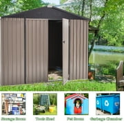 AECOJOY 8 x 6 Outdoor Metal Storage Shed with Lockable Door for Backyard