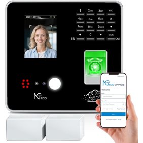 NGTeco Cloud Time Clock, 4-in-1 WiFi Biometric Time Clock with Face, Finger, RFID & PIN