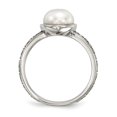 thumbnail image 4 of Auriga Fine Jewelry 925 Sterling Silver and Gold 8mm Button Pearl 3 Row Ring Size 7 for Women, 4 of 5