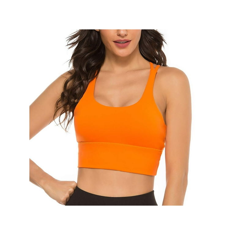 Longline Sports Bras for Women Medium Support Padded Cross Strappy Workout  Yoga Crop Tank Tops Open Back Activewear Black at  Women's Clothing  store