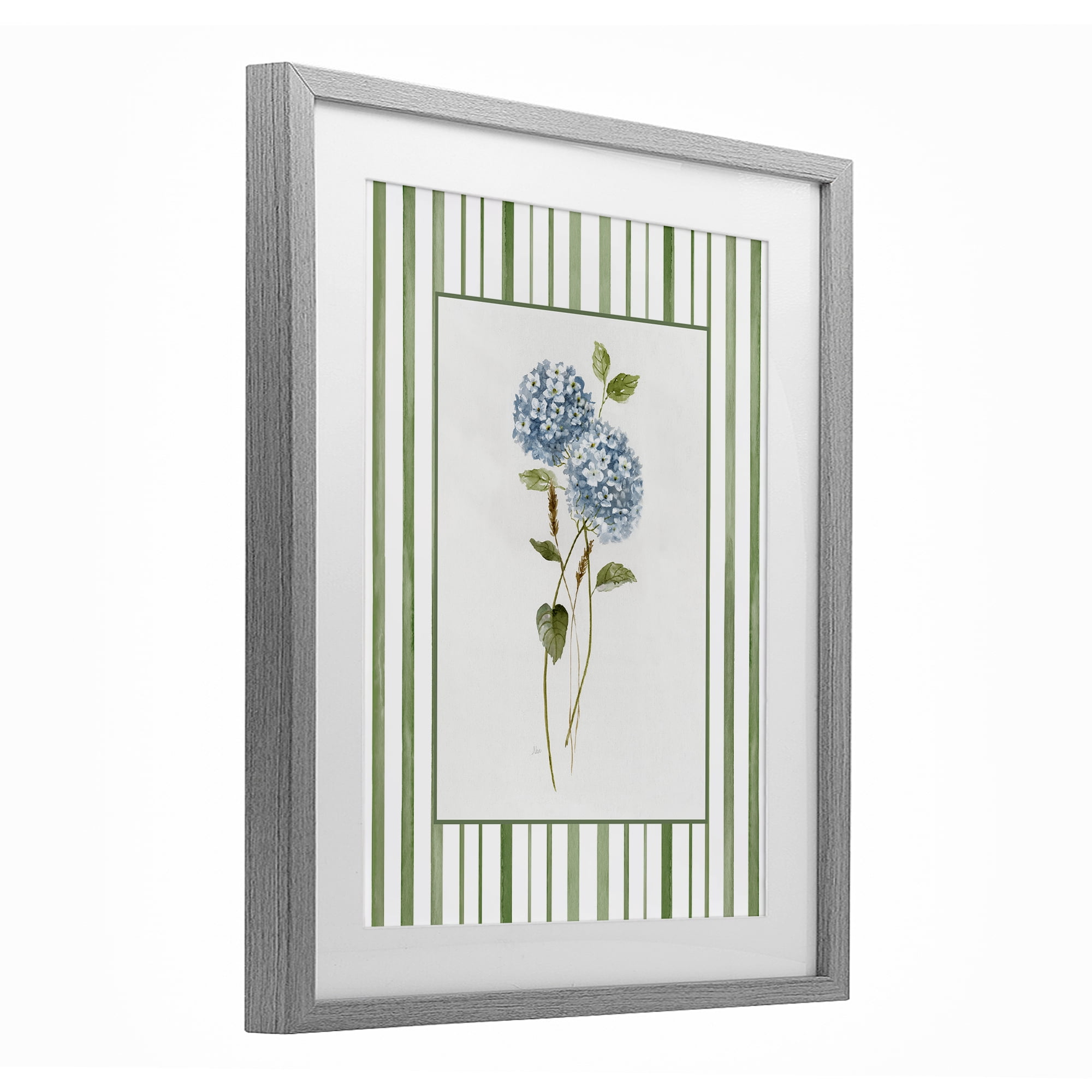 Stupell Industries Delicate Hydrangea & Dried Wheat Gray Framed Print Under Glass, design by Nan
