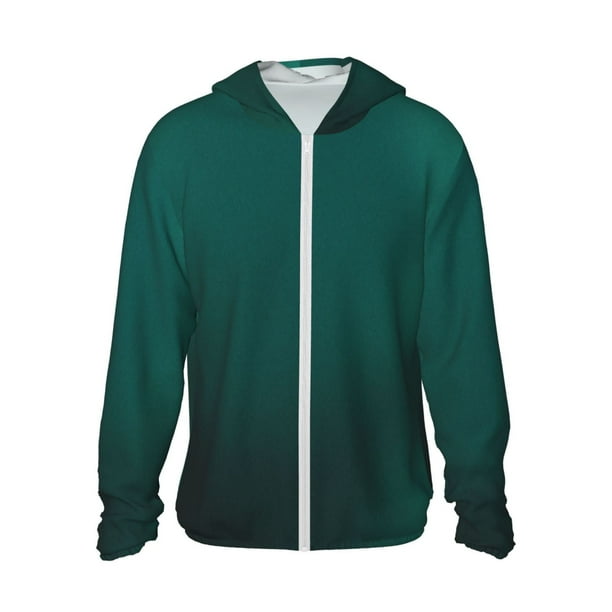 Balery Dark teal green Sudadera ligera de manga larga con capucha y protección solar UPF 50+ para hombre y mujer, ideal para pesca y running-Medium