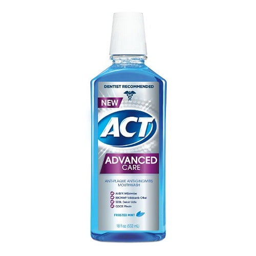 Act Advanced Care Plaque Guard Mouthwash, Frosted Mint 18 Oz, 2 Pack