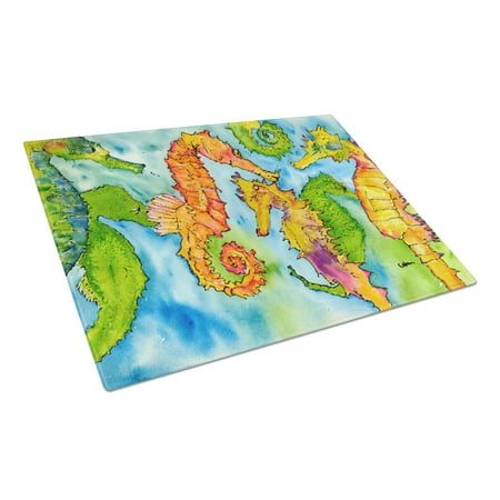 

Carolines Treasures 8546LCB Seahorse Glass Cutting Board Large 12H x 16W multicolor