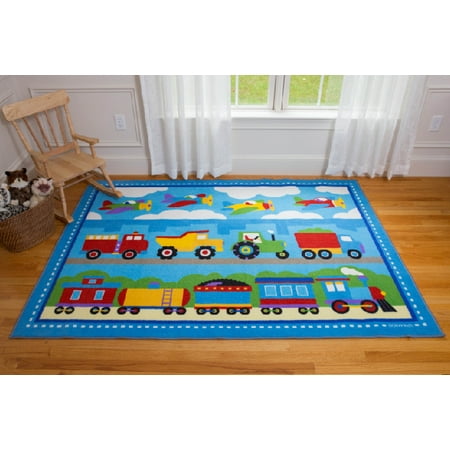 Trains, Planes, Trucks Kids Rug (7 ft. L x 5 ft. W (8 lbs.))