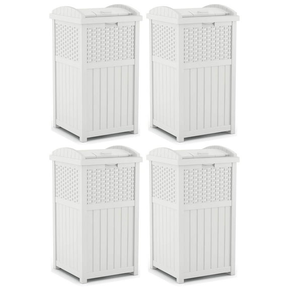 Suncast Trashcan Hideaway Outdoor Commercial 33-Gallon Waste Bin (4 Pack)