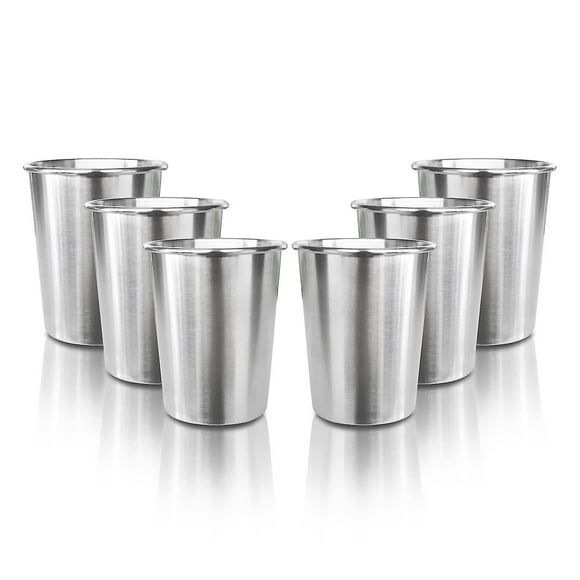 6 Pack 8 Oz Stainless Steel Kids Cups, Children's Pint Cups, Stackable Durable Metal Cups, Shatterproof Drinking Glasses