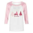 thumbnail image 4 of LckLvx T-Shirts de Noël pour Femmes Col Rond Manches 3/4 Raglan Chandail Tops Mignons Graphiques Décontractés, 4 of 4