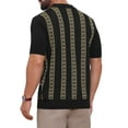 thumbnail image 3 of Men's Jacquard Polo Shirt Short Sleeve Button Down Knitted Golf Polo Shirts M Black, 3 of 5