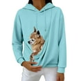 thumbnail image 5 of Dresfit Hoodie with Dog Pouch Women Men Fall Hooded Oversized Tops Kangaroo Pocket Crewneck Animal Holder Sweatshirt Men Women Sky Blue XL, 5 of 7