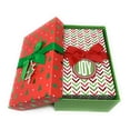 thumbnail image 3 of The Seasonal Shop 3 Christmas Gift Boxes Nesting Stacked Rectangle Boxes with Lids, Bows, and Holiday Tags in Assorted Sizes for Holiday Decoration or Decorative Present Wrapping (Striped), 3 of 6