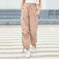 thumbnail image 2 of Women's Wide Leg Cargo Pants Baggy Smocked Waist Fashion Pants With Pockets, 2 of 5