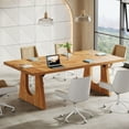 thumbnail image 4 of Tribesigns Large Conference Table, 70.9 Inches Rectangular Office Desk, Rustic Wood Conference Meeting Room Table for 6-8 People, Breakroom, Reception Office Furniture (Brown), 4 of 11