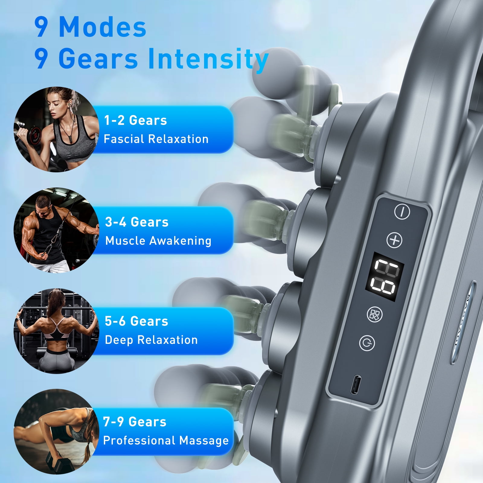 28 Head Massage Gun Set, Handheld Back Massager Gun Deep Tissue,9 Speeds Electric Percussion Muscle Body Massager for Athletes Neck Shoulder Pain Relief,Gifts for Men Women