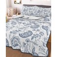 thumbnail image 3 of Quilts Full Size, Farmhouse Spring Soft Comforter Bedding Set for Bed, Blue Fruit Plant Leaf Flower Country Lightweight Quilted Bedspread with Pillow Cover(2 Pieces) for All Season, 78x90 Inch, 3 of 6