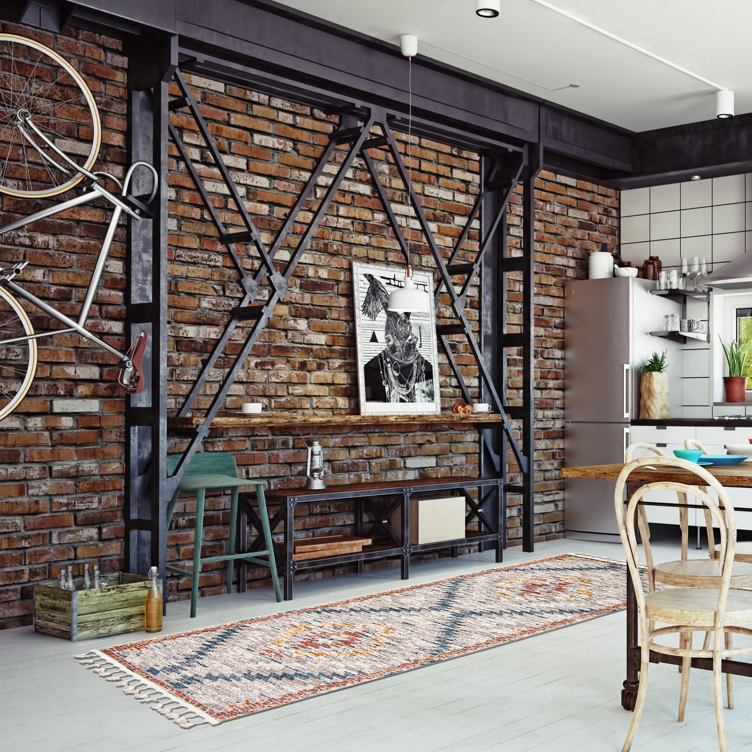 ECARPET Southwestern Rug for Hallway, Kitchen Sun Collection