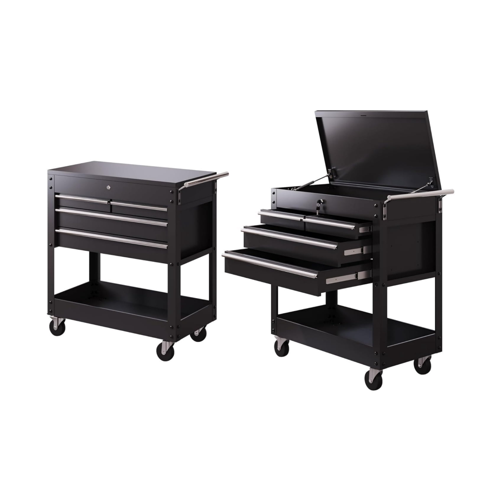 4-Drawer Rolling Tool Chest – Heavy-Duty Powder-Coated Steel Tool Box Cart with Lock and Wheels, Durable Organizer for Garage, Warehouse, Workshop, and Repair Shop