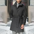 thumbnail image 2 of VSSSJ Mens Trench Coat Slim Fit Notched Collar Fall Winter Single Breasted Belted Long Pea Coat Warm Soft Windbreaker Overcoat Dark Gray XXL, 2 of 6