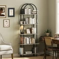 thumbnail image 2 of Arched Bookshelf 5 Tier Book Shelf, Industrial Arch Bookcase, Metal Frame, Curved Tall Bookshelf with Open Shelves for Home Office, Living Room, Bedroom, 2 of 9