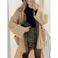 thumbnail image 6 of Cuteduck Women's Sherpa Jacket Warm Winter Casual Plush Lamb Coat S-2XL, 6 of 7