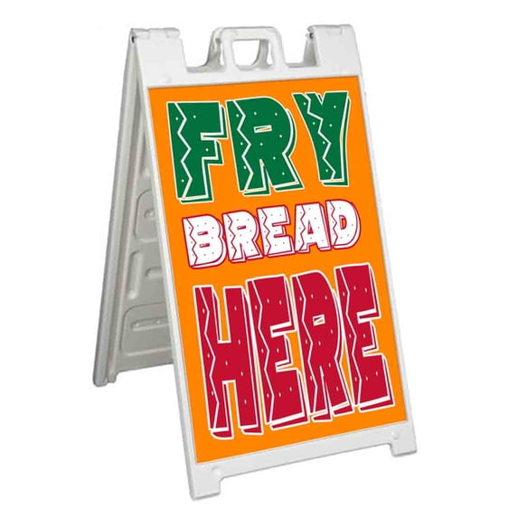 Fry Bread Here (24" X 36") Standard A-Frame Signicade, Includes Decal Applied To Stand